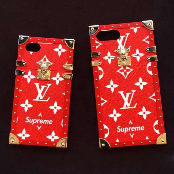 シュプリームsupreme iphone8/7 ペア ケース 赤 かっこいい ルイヴィトン アイフォン7 ケース モノグラム<br>